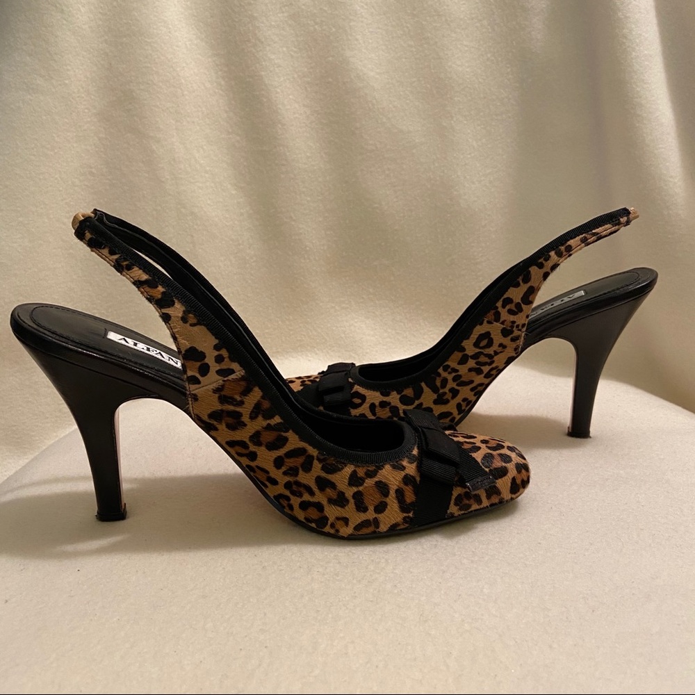 ✨GUC Alfani Leopard Bow Sling Back Heels - Picture 2 of 4